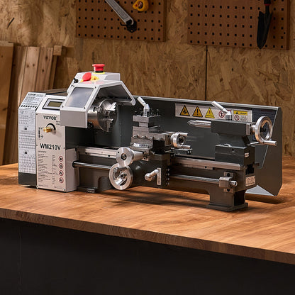 Metalldrehmaschine, 203 x 406 mm (8 x 16 Zoll), 550 W, Tischdrehmaschine, Drehzahlregelung 0–2500 U/min, Spindelgenauigkeit 0,0076 mm (0,0003 Zoll), Metallgetriebe, für die Bearbeitung von Präzisionsteilen, Zoll-/Metrisches Gewinde, Weichmetalle, Holz