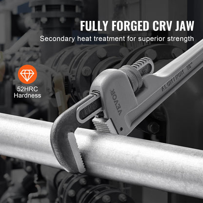 3-teiliges Rohrzangenset, 10", 14", 18", gerade Aluminium-Rohrzange, verstellbare Sanitärzange, mit hochfester Backe und ergonomischem Griff, zum Aufhängen, für Wasserleitungen, Autoreparaturen