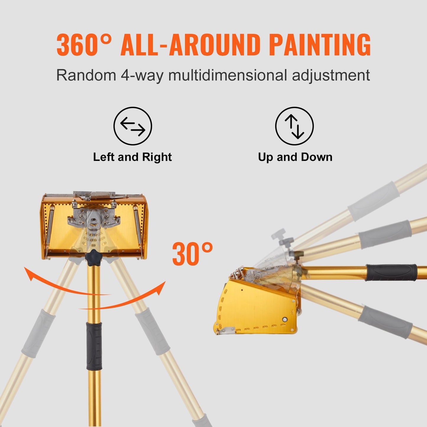 Drywall Flat Box Handle, 101.6-1950.7 cm, Anodized Aluminum Flat Finishing Extension Handle, 5-Section Length Adjustable, Non-slip Grip and 360° Painting for Plasterboard, Wallboard, Sheetrock