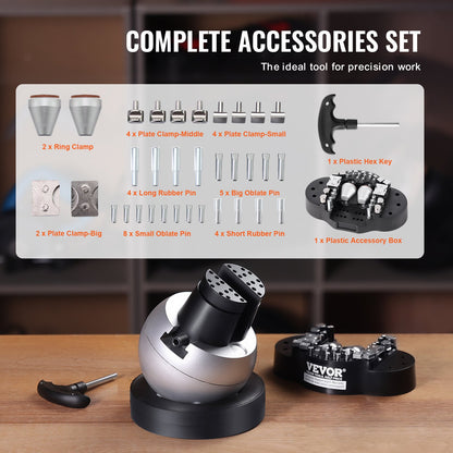 Gravierblock 5-Zoll-Kugelkopf-Schraubstock-Einstellung für Schmuckgravur mit 34-teiligem Zubehör und Gummifuß