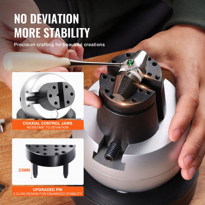 Gravierblock 5-Zoll-Kugelkopf-Schraubstock-Einstellung für Schmuckgravur mit 34-teiligem Zubehör und Gummifuß
