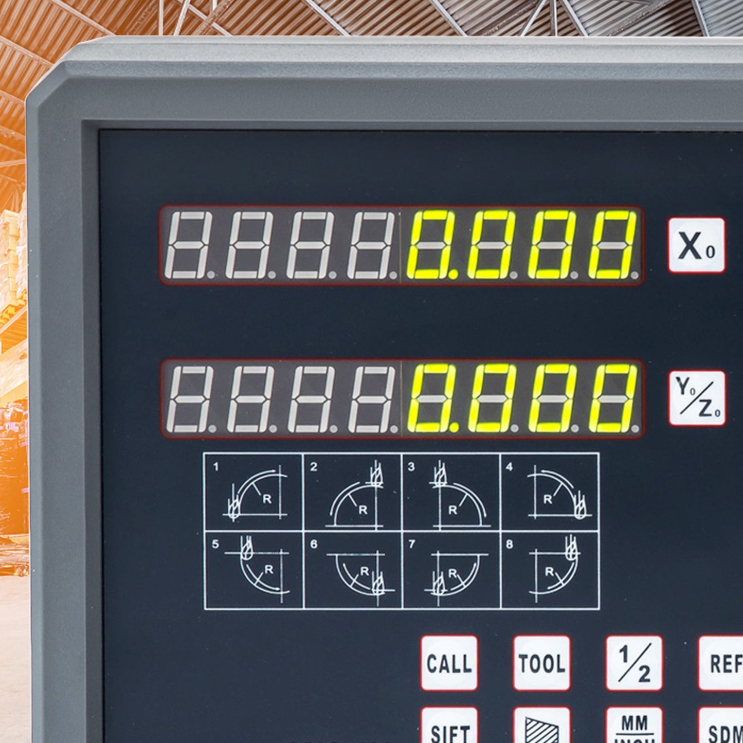 2-Achsen-Digitalanzeige (DRO) mit 1000 mm und 250 mm Verfahrweg, präziser linearer Skala und digitaler Achsenanzeige