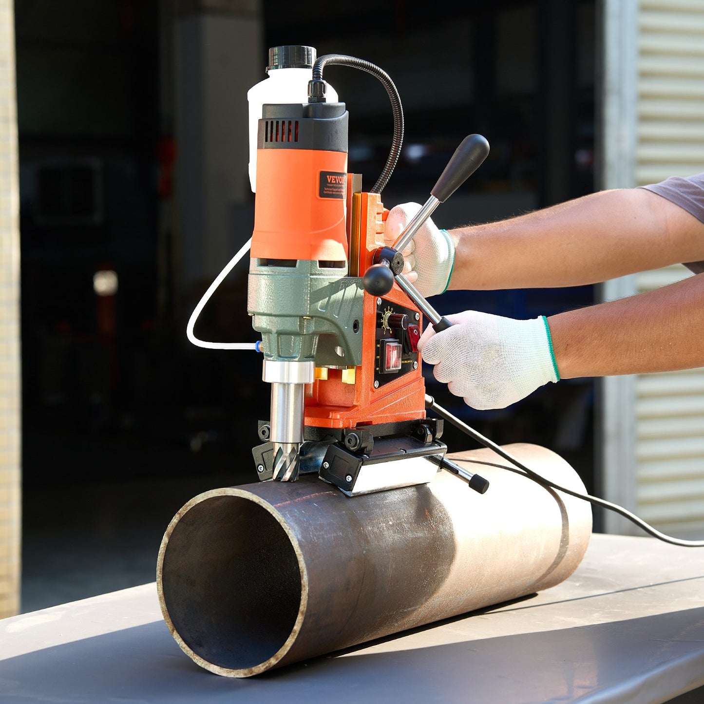 Magnetic Drill Press, 1400 W, 50 mm Boring Diameter, 0-850 RPM Speed, Reversible Direction, Mag Drill Press with 11 Core Bits, Electric Drilling Machine for Industrial and Home Improvement