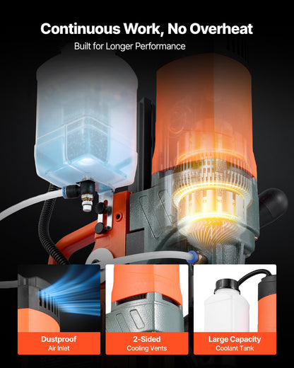 Magnetic Drill Press, 1400 W, 50 mm Boring Diameter, 0-850 RPM Speed, Reversible Direction, Mag Drill Press with 6 Core Bits, Electric Drilling Machine for Industrial and Home Improvement