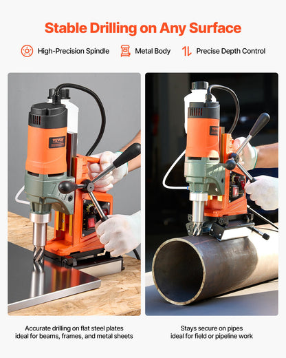 Magnetic Drill Press, 1400 W, 50 mm Boring Diameter, 0-850 RPM Speed, Reversible Direction, Mag Drill Press for Metal Surface, Electric Drilling Machine for Industrial and Home Improvement