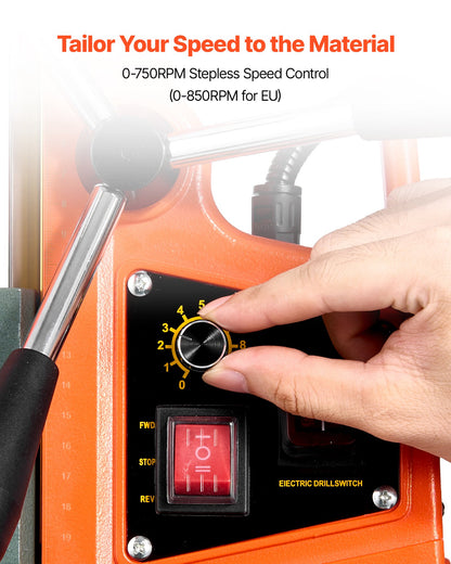 Magnetic Drill Press, 1400 W, 50 mm Boring Diameter, 0-850 RPM Speed, Reversible Direction, Mag Drill Press for Metal Surface, Electric Drilling Machine for Industrial and Home Improvement