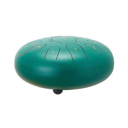 Steel Tongue Drum, 25.4cm 11 Notes Rain Drum for Outside Garden, C Major Musical Drums with Music Book & Mallets, Percussion Instrument for Meditation Yoga Beginner Musical Education, Green