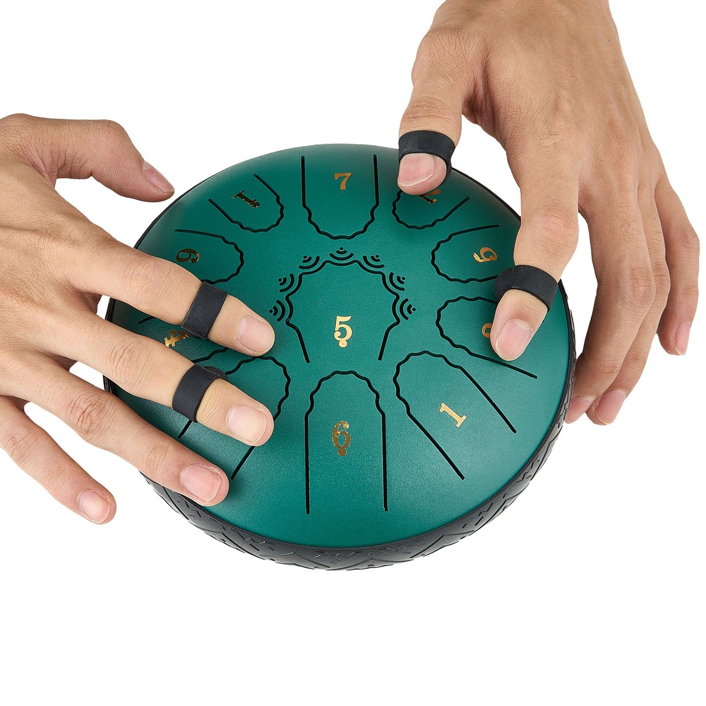 Steel Tongue Drum, 16.5cm 11 Notes Rain Drum for Outside Garden, D Major Musical Drums with Music Book & Mallets, Percussion Instrument for Meditation Yoga Beginner Musical Education, Green