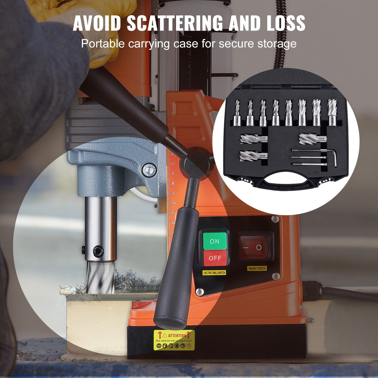 Annular Cutter Set, 13 pcs Weldon Shank Mag Drill Bits, 2.5 cm Cutting Depth, 1.1 to 1-2.7 cm Cutting Diameter, M2AL HSS, 2 Pilot Pins, Hex Wrench and Portable Case, for Using with Magnetic Drills