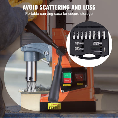 Annular Cutter Set, 13 pcs Weldon Shank Mag Drill Bits, 2.5 cm Cutting Depth, 1.1 to 1-2.7 cm Cutting Diameter, M2AL HSS, 2 Pilot Pins, Hex Wrench and Portable Case, for Using with Magnetic Drills