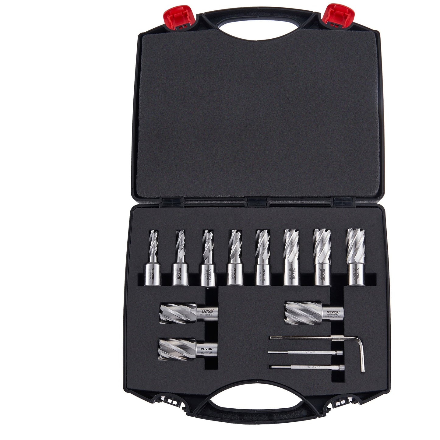 Annular Cutter Set, 13 pcs Weldon Shank Mag Drill Bits, 2.5 cm Cutting Depth, 1.1 to 1-2.7 cm Cutting Diameter, M2AL HSS, 2 Pilot Pins, Hex Wrench and Portable Case, for Using with Magnetic Drills