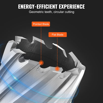 Annular Cutter Set, 6 pcs Weldon Shank Mag Drill Bits, 2.5 cm Cutting Depth, 1.27 to 1-2.7 cm Cutting Diameter, M2AL High-Speed Steel, with Pilot Pin and Portable Case, for Using with Magnetic Drills