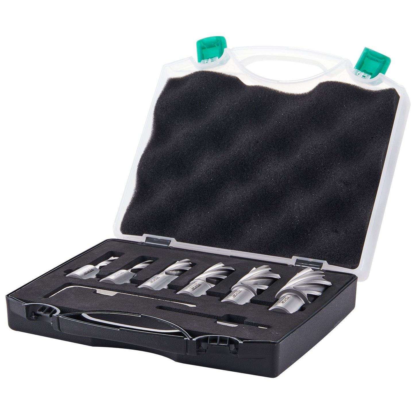 Annular Cutter Set, 6 pcs Weldon Shank Mag Drill Bits, 2.5 cm Cutting Depth, 1.27 to 1-2.7 cm Cutting Diameter, M2AL High-Speed Steel, with Pilot Pin and Portable Case, for Using with Magnetic Drills