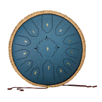 Steel Tongue Drum, 30.5cm 13 Notes Rain Drum for Outside Garden, C Major Musical Drums with Music Book & Mallets, Percussion Instrument for Meditation Yoga Beginner Musical Education, Navy Blue