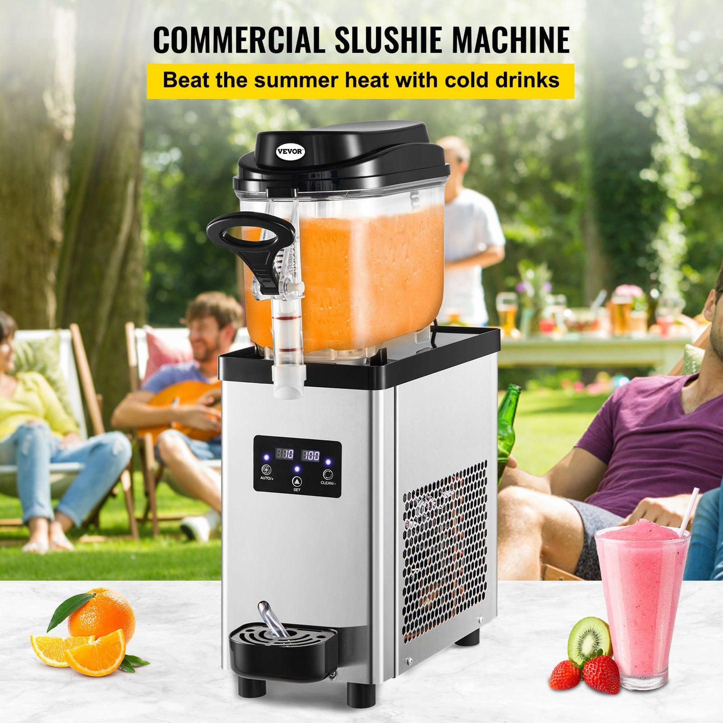 Gewerbliche Slush-Maschine, 6 l/1,6 Gallonen, 25 Becher, Einzelbehälter, 705 W, 220 V, Edelstahl, Margarita-Smoothie-Zubereiter, Slush-Maschine für Supermärkte, Cafés, Restaurants, Bars und den Heimgebrauch