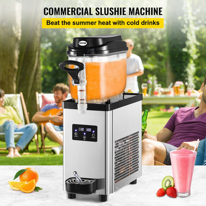 Gewerbliche Slush-Maschine, 6 l/1,6 Gallonen, 25 Becher, Einzelbehälter, 705 W, 220 V, Edelstahl, Margarita-Smoothie-Zubereiter, Slush-Maschine für Supermärkte, Cafés, Restaurants, Bars und den Heimgebrauch