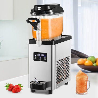 Gewerbliche Slush-Maschine, 6 l/1,6 Gallonen, 25 Becher, Einzelbehälter, 705 W, 220 V, Edelstahl, Margarita-Smoothie-Zubereiter, Slush-Maschine für Supermärkte, Cafés, Restaurants, Bars und den Heimgebrauch