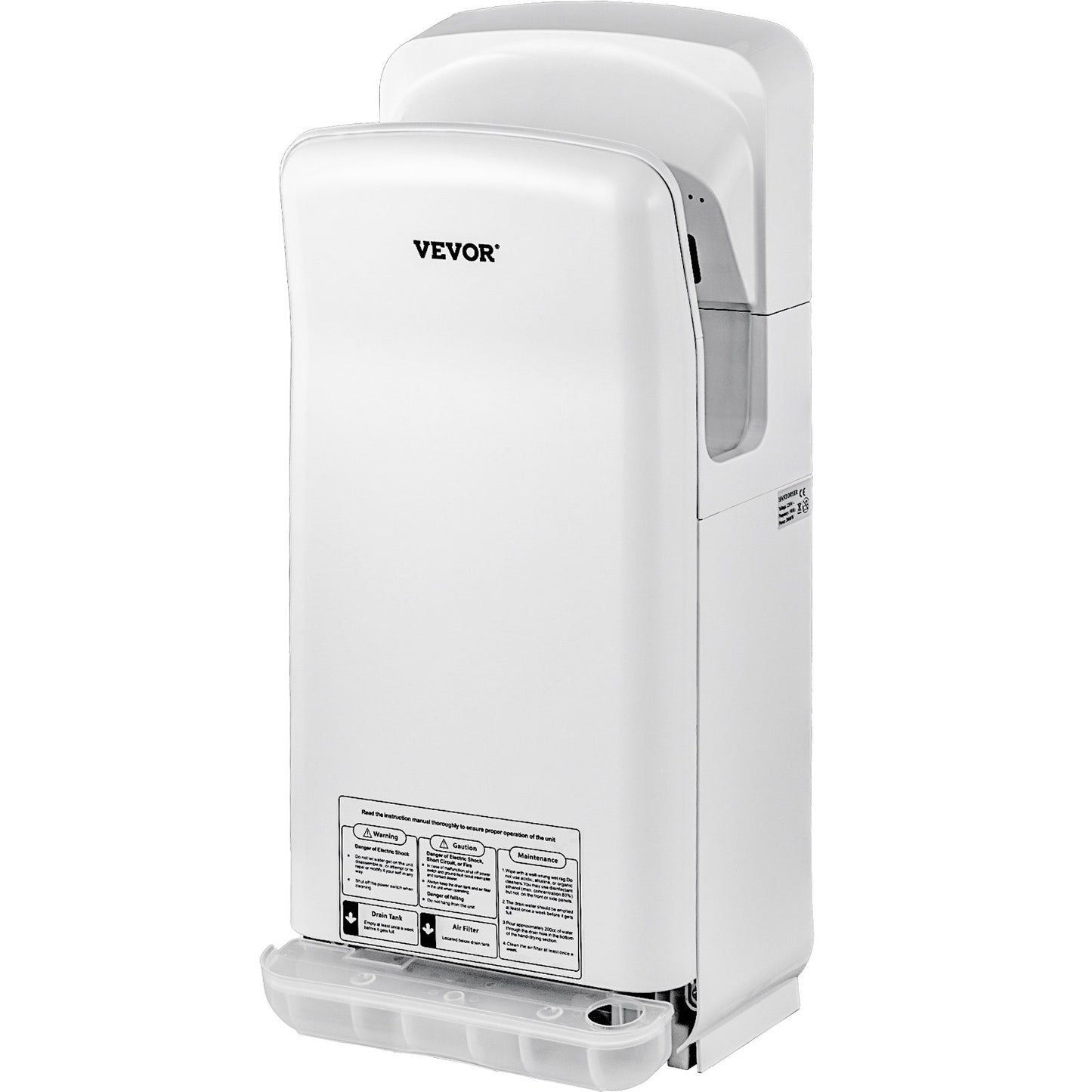 Jet Hand Dryer, Premium Electric Commercial Blade Hand Dryer, ABS Air Dryer Hand with HEPA Filtration Wall Mount Hand Dryer, 2000W 220V Vertical Hand Dryer, High-Speed Automatic Infrared White
