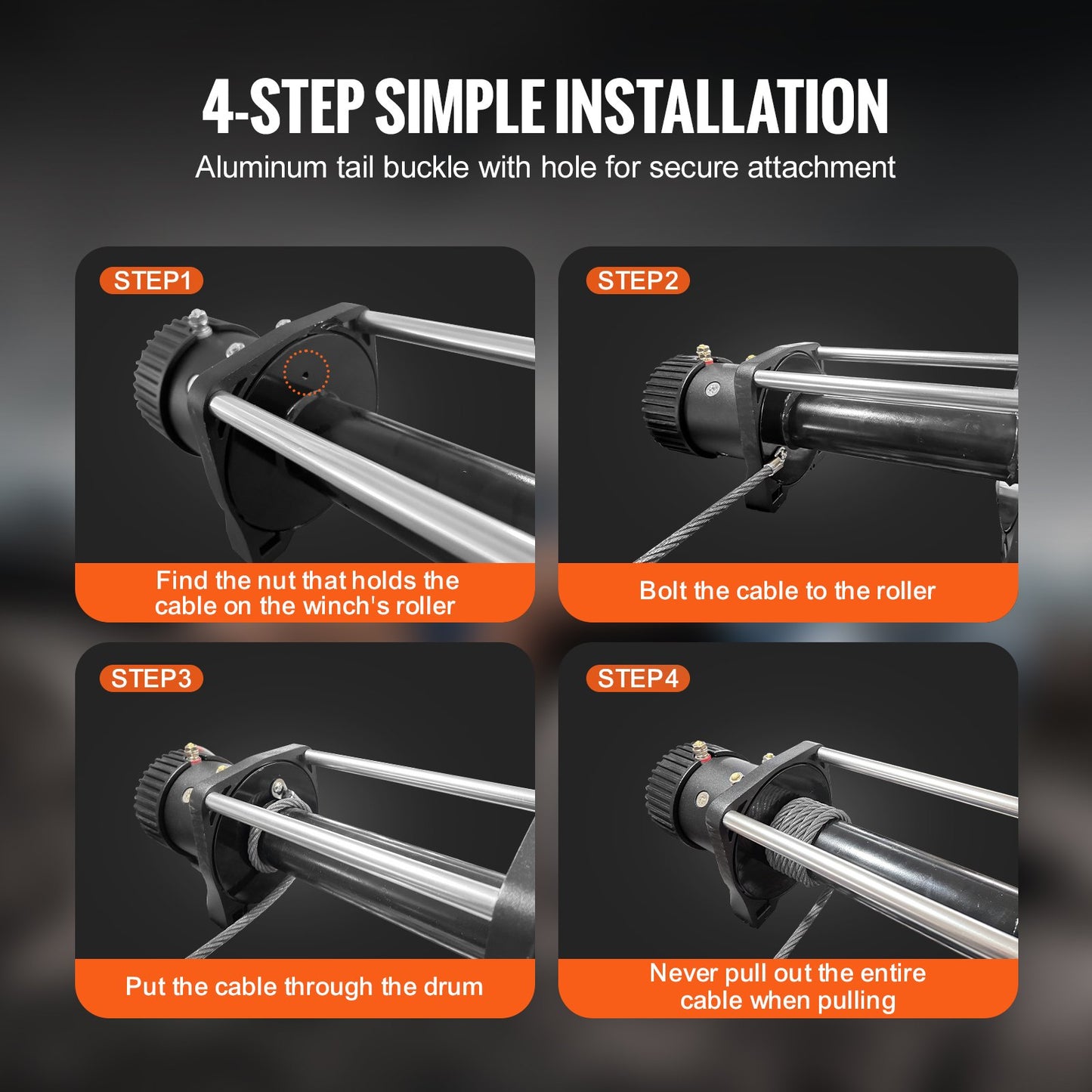 Verzinktes Stahlseil für Seilwinden, 9,5 mm x 22,86 m, 6.895 kg Bruchlast, Drahtseil mit Drehhaken, Hochleistungs-Abschleppseil, universell passend für SUVs, große Geländewagen und LKWs