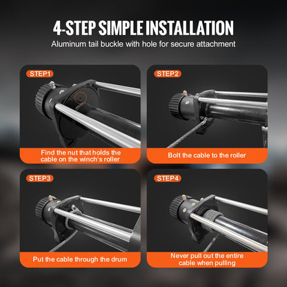 Verzinktes Stahlseil für Seilwinden, 9,5 mm x 22,86 m, 6.895 kg Bruchlast, Drahtseil mit Drehhaken, Hochleistungs-Abschleppseil, universell passend für SUVs, große Geländewagen und LKWs