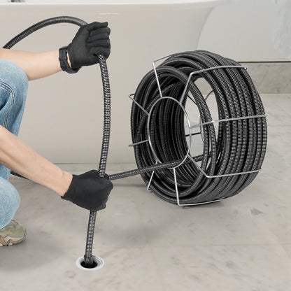 Rohrreinigungsspirale, 30,5 m x 19 mm, massiver Stahlkern, mit 4 Schneidwerkzeugen für Rohre von 9,9 cm bis 200,9 cm Durchmesser, professionelle Rohrreinigungsspirale mit Innenkern für Waschbecken, Bodenabläufe und Toiletten.