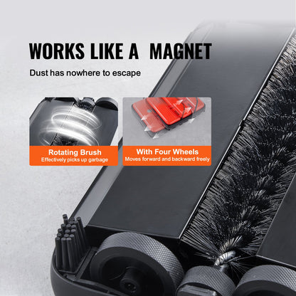 Manueller Teppichkehrer, Bodenkehrer mit 300 ml Staubbehälter, leicht zu entleeren, 17 cm Reinigungsbreite für Teppiche in Büro und Zuhause, entfernt Tierhaare und Staub, Rot