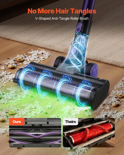 Akku-Staubsauger, 25 kPa maximale Saugkraft, wiederaufladbarer, verwicklungsfreier Stielstaubsauger mit Staubbehälter, leichter Handstaubsauger mit 35 Minuten Laufzeit für Zuhause, Teppiche, Tierhaare und Hartböden