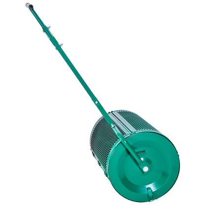 Kompoststreuer, 61 cm breiter Torfstreuer mit Schiebe-/Ziehgriff, 4-fach höhenverstellbar, pulverbeschichtete Stahl-Gartentorfwalze, robuster Rasensamenstreuer zum Pflanzen und Aussäen