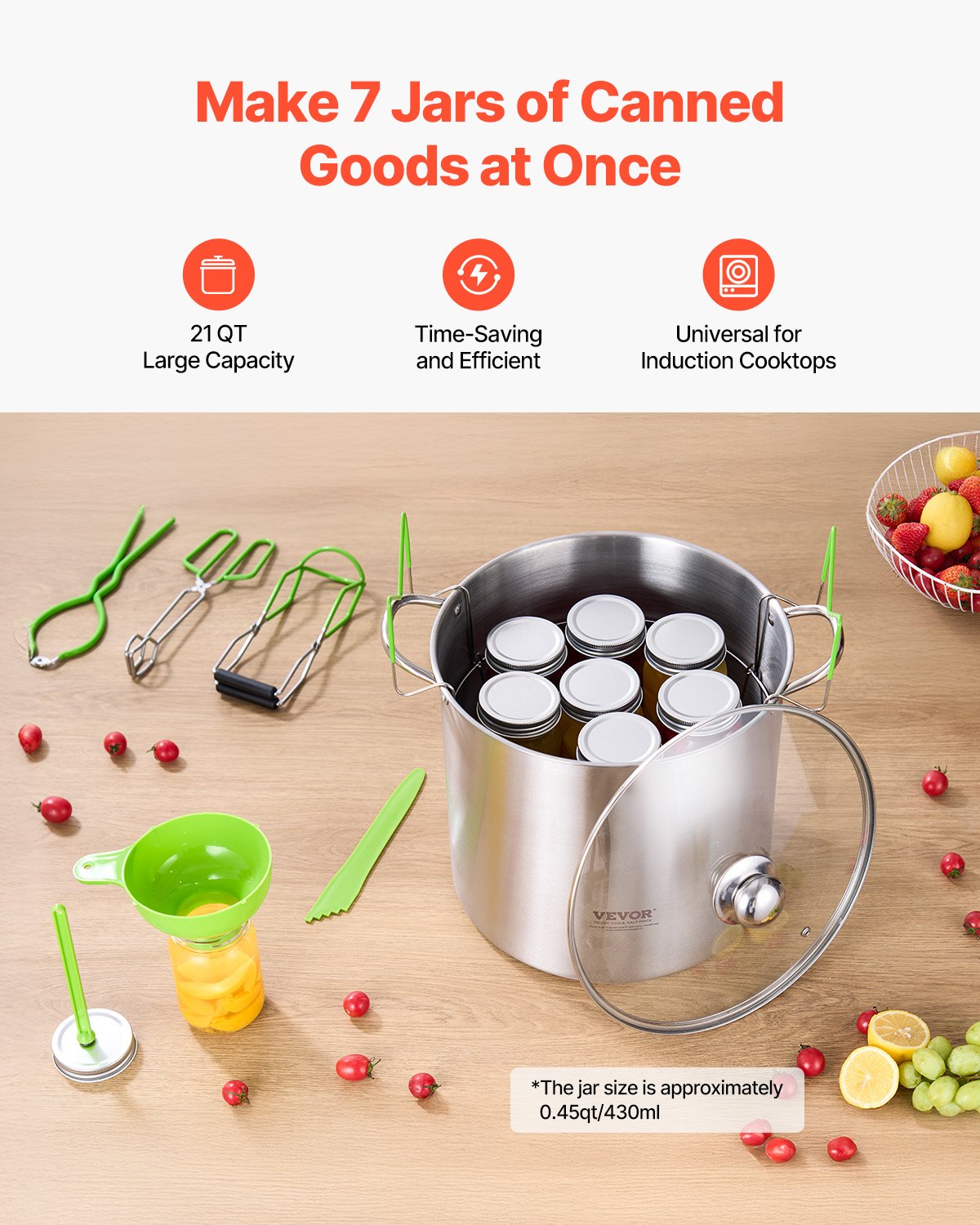 Einmach-Starterset, 9-teiliges Edelstahl-Einmachset für Anfänger, Einmachwerkzeug-Set: Topf, Einsatz, Deckel, Trichter, Zange, Glasheber, Schraubenschlüssel, Magnetstab, Blasenstütze