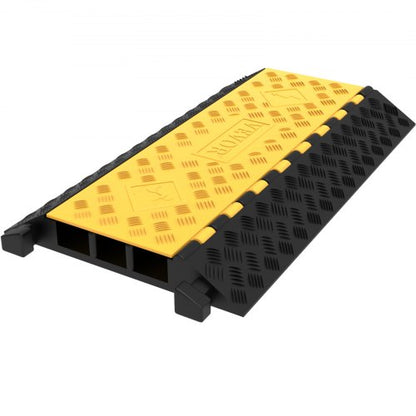 3 Channel Rubber Cable Protector Ramp 94.5x50x8 cm Heavy Duty Cable Wire Cord Cover Ramp Speed Bump Driveway Hose Cable Ramp Protective Cover