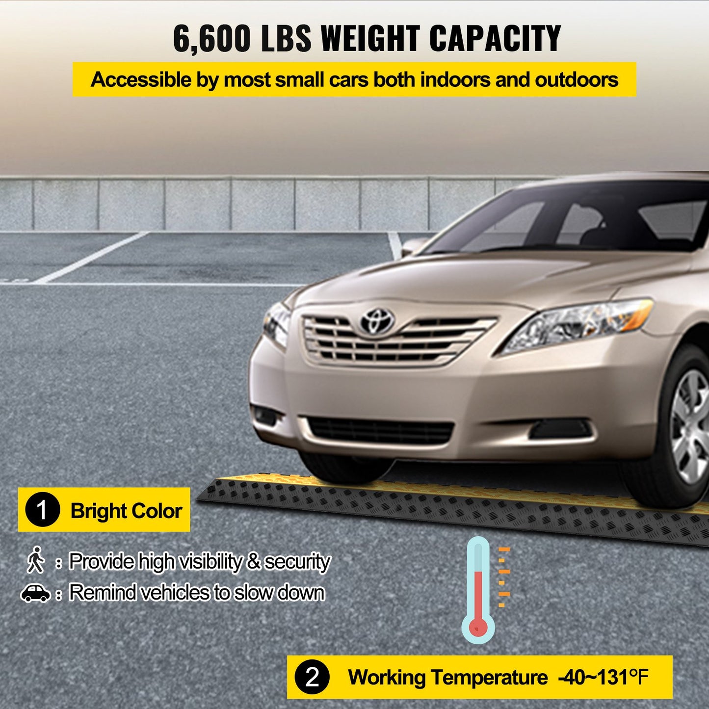 3 Channel Rubber Cable Protector Ramp 94.5x50x8 cm Heavy Duty Cable Wire Cord Cover Ramp Speed Bump Driveway Hose Cable Ramp Protective Cover