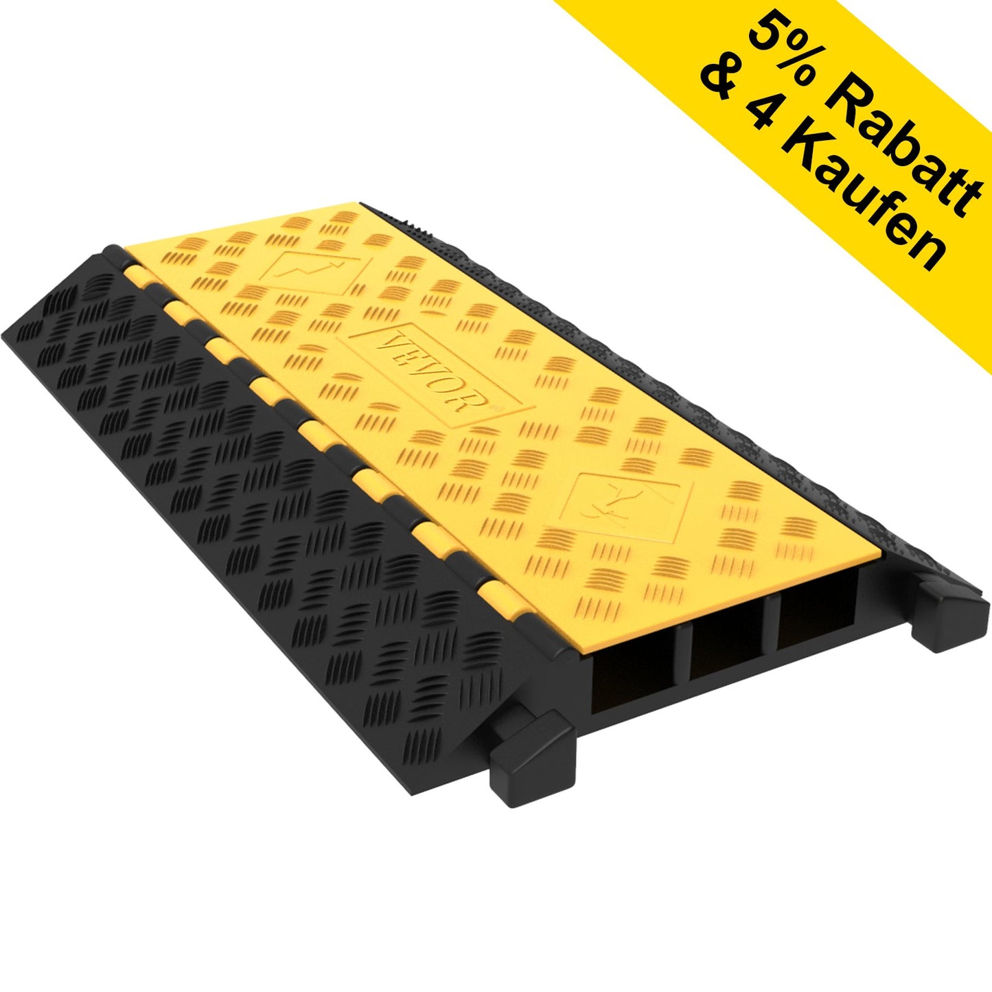 3 Channel Rubber Cable Protector Ramp 94.5x50x8 cm Heavy Duty Cable Wire Cord Cover Ramp Speed Bump Driveway Hose Cable Ramp Protective Cover