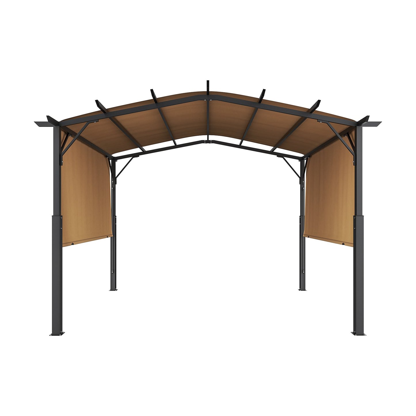 10 x 10 Fuß große Gartenpergola, Metallpergola mit Bogendach, einziehbare Pergola mit Sonnenschutz, großer Terrassenpavillon, robuste Gartenpergola für Terrasse, Garten, Veranda und Poolbereich
