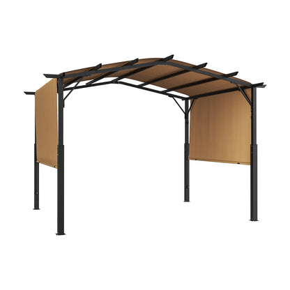 10 x 10 Fuß große Gartenpergola, Metallpergola mit Bogendach, einziehbare Pergola mit Sonnenschutz, großer Terrassenpavillon, robuste Gartenpergola für Terrasse, Garten, Veranda und Poolbereich