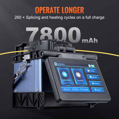 Fiber Fusion Splicer 6 Motors, Core Alignment Fiber Optic Splicer 6s Splicing & 13s Heating, Fiber Splicer Machine with 5" Touch Screen, 3 in 1 Fiber Holder, 7800mAh Battery for SM MM DS NZDS
