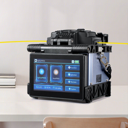 Fiber Fusion Splicer 6 Motors, Core Alignment Fiber Optic Splicer 6s Splicing & 13s Heating, Fiber Splicer Machine with 5" Touch Screen, 3 in 1 Fiber Holder, 7800mAh Battery for SM MM DS NZDS