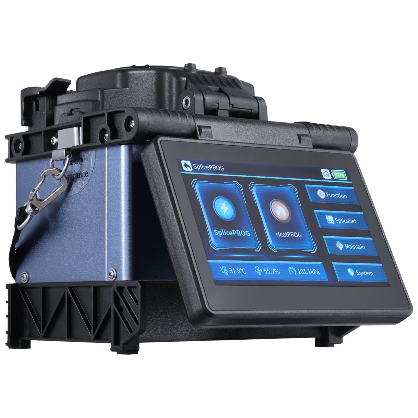 Fiber Fusion Splicer 6 Motors, Core Alignment Fiber Optic Splicer 6s Splicing & 13s Heating, Fiber Splicer Machine with 5" Touch Screen, 3 in 1 Fiber Holder, 7800mAh Battery for SM MM DS NZDS