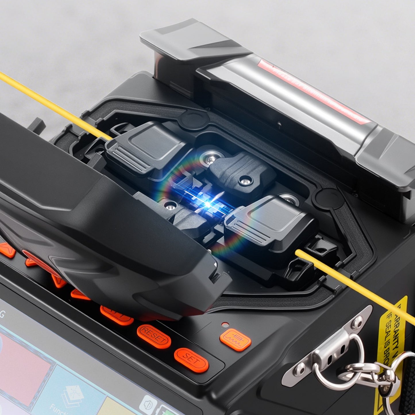 Fiber Fusion Splicer 6 Motors, Core & Clad Alignment Fibers Optic Splicer with 6s Fast Splicing and 13s Heating, 5" LCD Screen, 3 in 1 Fiber Holder, 7800mAh Battery for SM MM DS NZDS Fibers