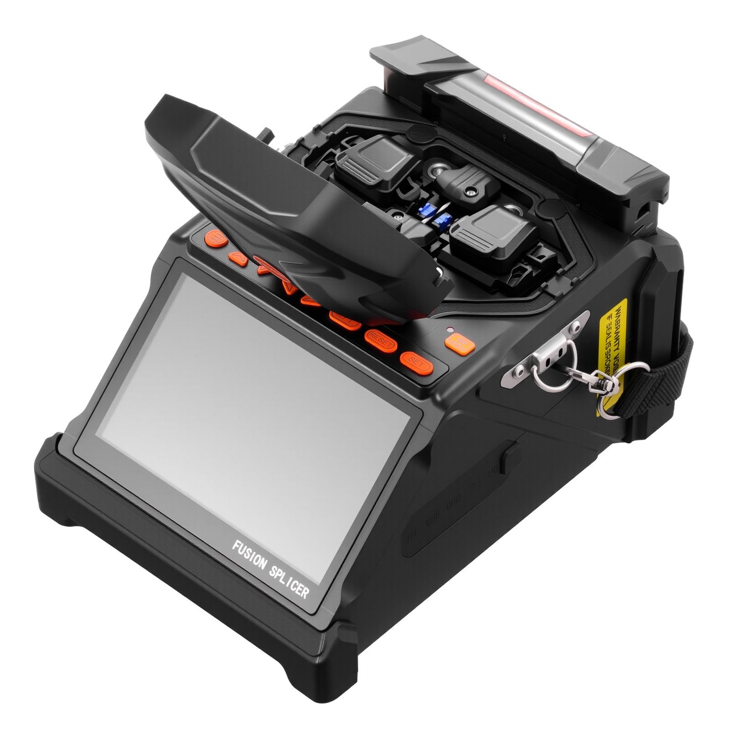 Fiber Fusion Splicer 6 Motors, Core & Clad Alignment Fibers Optic Splicer with 6s Fast Splicing and 13s Heating, 5" LCD Screen, 3 in 1 Fiber Holder, 7800mAh Battery for SM MM DS NZDS Fibers