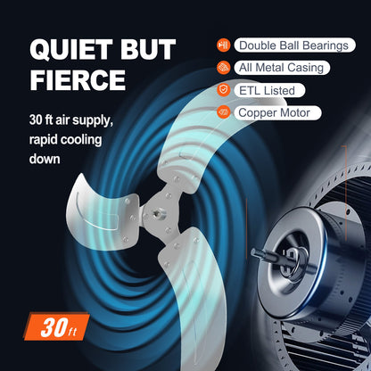 Wall Fan, 17.5 inch Wall Fan 4000 CFM, 3 Speeds, Residential and Commercial Fan for Cooling Warehouses, Greenhouses, Workshops, Patios and Basements, Black