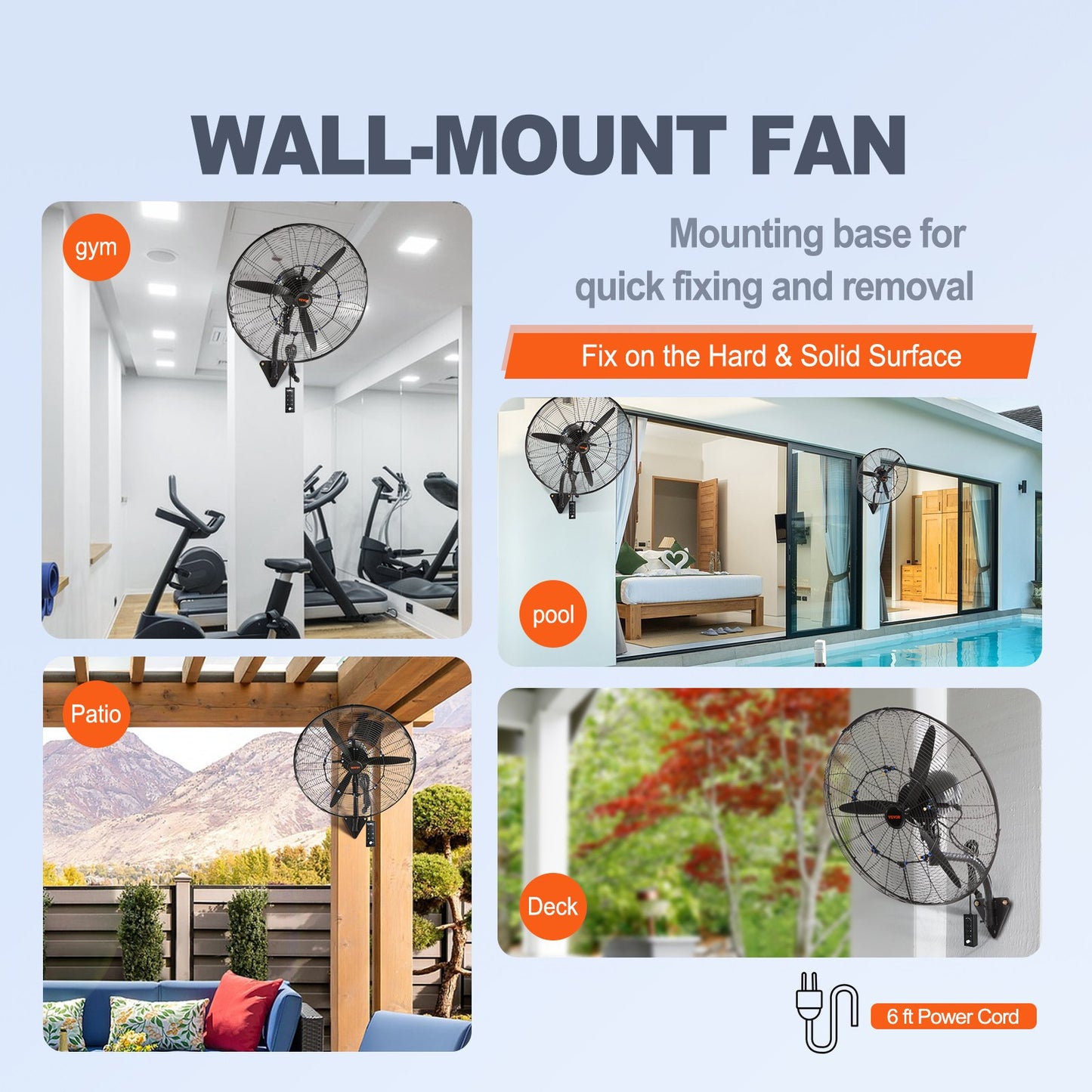 Mist Fan, 24.2 inch Oscillating Waterproof Fan, 3 Speeds, 7000 CFM, Commercial or Residential Fan for Cooling Warehouse, Greenhouse, Workshop
