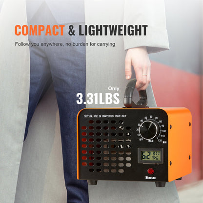 Ozongenerator, 12000 mg/h Ozongerät zur Geruchsbeseitigung, Hochleistungs-Ozongenerator für Gewerbe/Industrie, Luftionisator und Geruchsneutralisierer für Zuhause mit 0-120 Minuten Zeiteinstellung für Räume, Autos, Haustiere