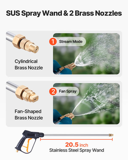 Industrial Concrete Sprayer with Wheeled Cart, 19L Stainless Steel Sprayer, Heavy Duty Tri-Poxy Pump Sprayers, 52cm Wand, 1.2m & 3m Hoses, 2 Brass Nozzles for Construction, Lawn & Garden