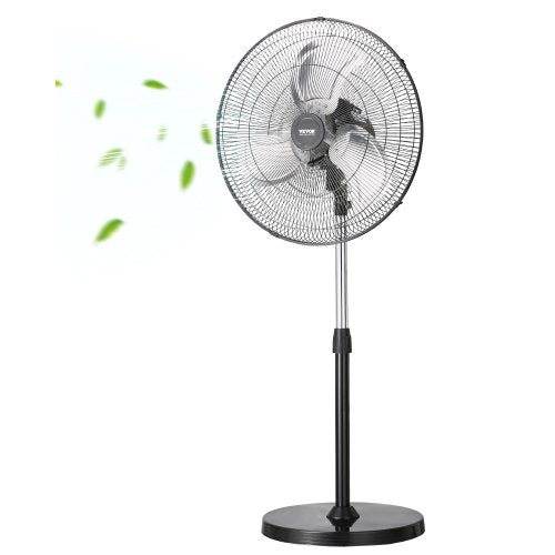Industrieller Standventilator, 50 cm (20 Zoll), 90°-Oszillation, höhenverstellbar, 3 Geschwindigkeitsstufen, leistungsstark, für Schlafzimmer, Wohnzimmer, Zuhause, Büro, Schwarz