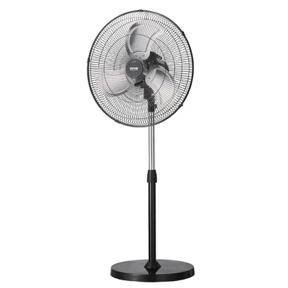 Industrieller Standventilator, 50 cm (20 Zoll), 90°-Oszillation, höhenverstellbar, 3 Geschwindigkeitsstufen, leistungsstark, für Schlafzimmer, Wohnzimmer, Zuhause, Büro, Schwarz