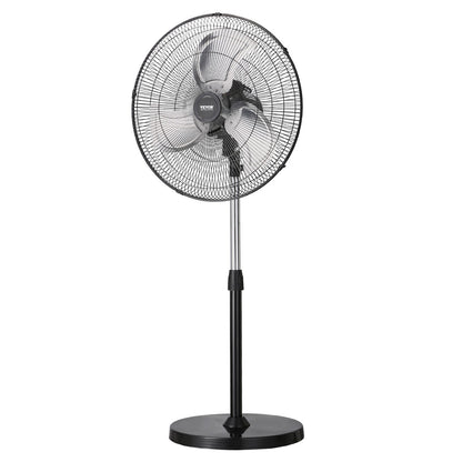 Industrieller Standventilator, 50 cm (20 Zoll), 90°-Oszillation, höhenverstellbar, 3 Geschwindigkeitsstufen, leistungsstark, für Schlafzimmer, Wohnzimmer, Zuhause, Büro, Schwarz