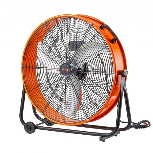 Drum Fan, 24 Inch High Velocity Industrial Shop Fan, Heavy Duty Commercial Use 3-Speed 8600CFM, 360°Adjustable Tilting Industrial Floor Fan for Warehouse,Workshop,Factory, Basement