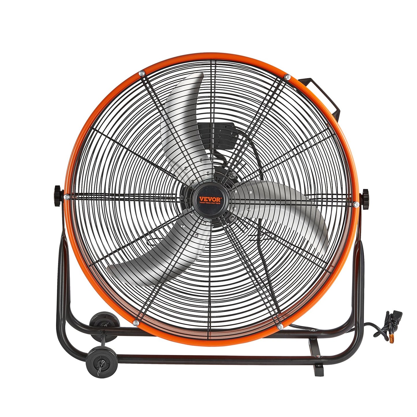 Drum Fan, 24 Inch High Velocity Industrial Shop Fan, Heavy Duty Commercial Use 3-Speed 8600CFM, 360°Adjustable Tilting Industrial Floor Fan for Warehouse,Workshop,Factory, Basement