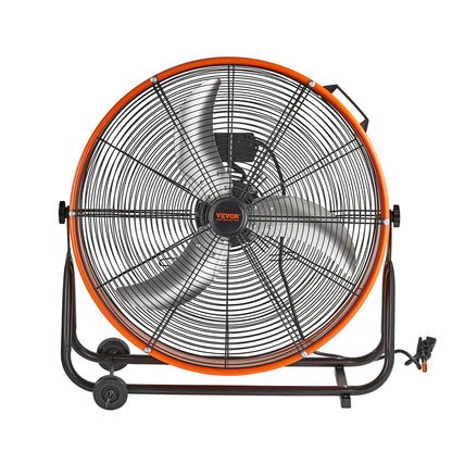 Drum Fan, 24 Inch High Velocity Industrial Shop Fan, Heavy Duty Commercial Use 3-Speed 8600CFM, 360°Adjustable Tilting Industrial Floor Fan for Warehouse,Workshop,Factory, Basement