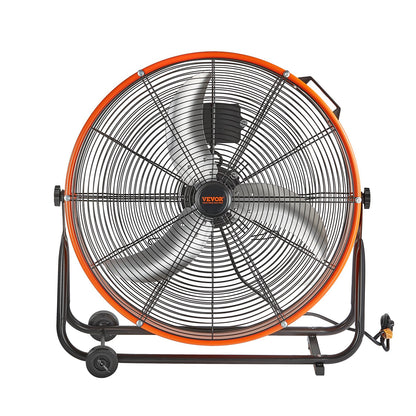 Drum Fan, 24 Inch High Velocity Industrial Shop Fan, Heavy Duty Commercial Use Infinitely Variable Speed 7935CFM,360°Adjustable Tilting Industrial Floor Fan for Warehouse,Workshop,Factory